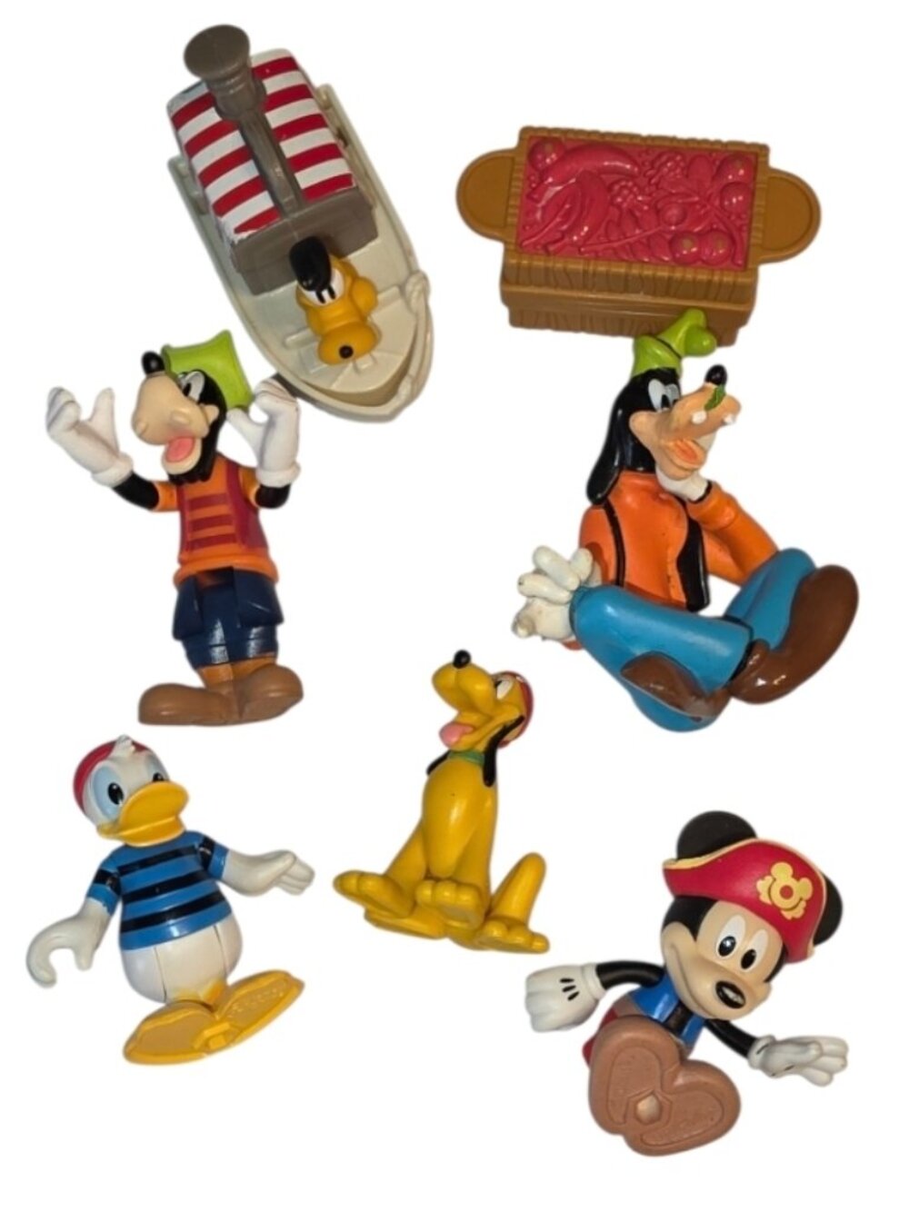 Disney Figurines Pirate Toys Mickey Mouse Donald Duck Goofy Pluto Lot Play Set